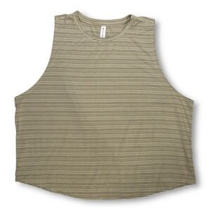 EUC Athleta Striped Sleeveless Tank Top Women's Plus Size 1X Olive Green